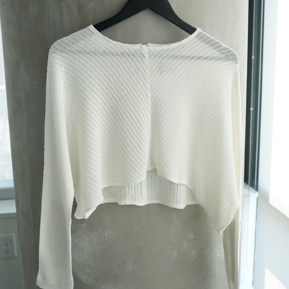 Sheer Light Knit Crop Top Sweater - Picture 3 of 7